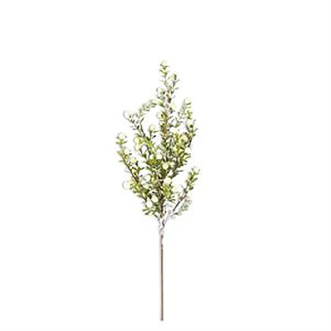 21 Inch Glittered Snowy White Berry Leaf Stem