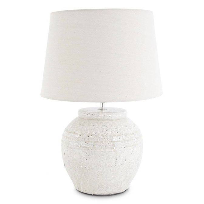 Round Cream Crackled Ceramic Lamp