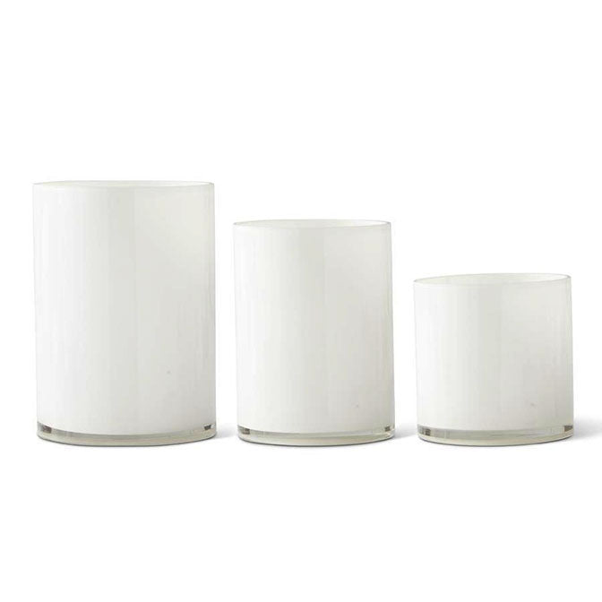 White Glass Cylinder Vases