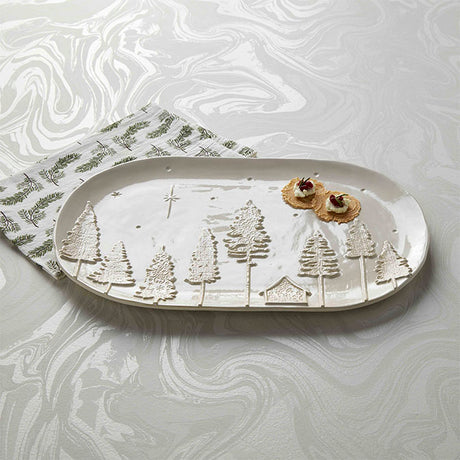 White Stoneware Christmas Platter