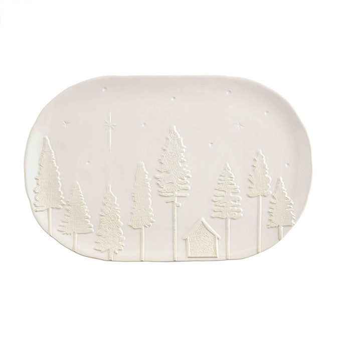 White Stoneware Christmas Platter