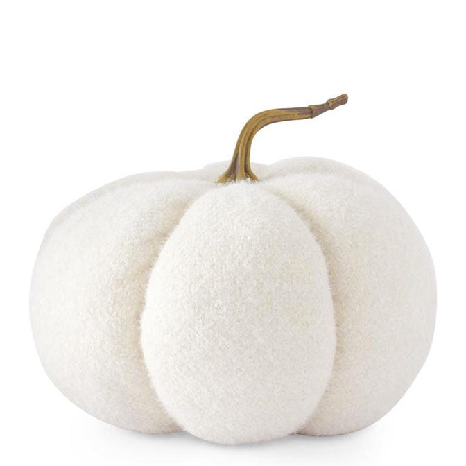8.5" White Knit Pumpkin