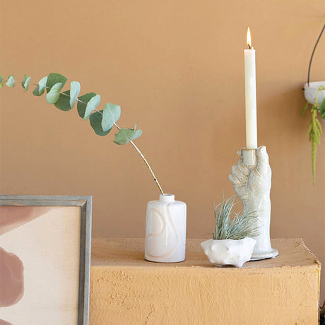 Stoneware Vase with Debossed Design