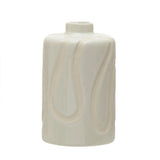 Stoneware Vase with Debossed Design