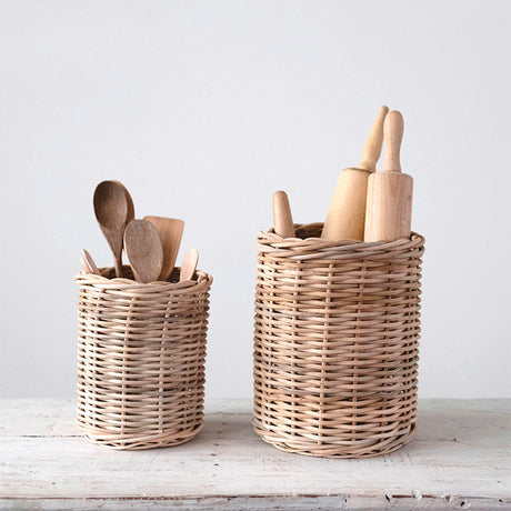 Hand Woven Round Wicker Baskets