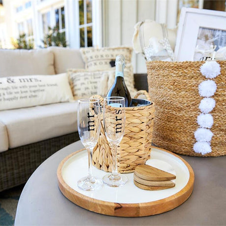 Wood & Enamel Tray Set