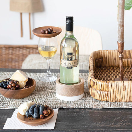 Mango Wood and Marble Bottle Holder
