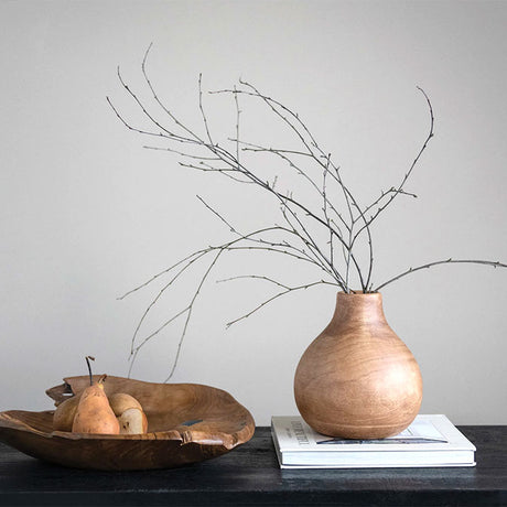Paulownia Wood Vase, Walnut Stained Finish