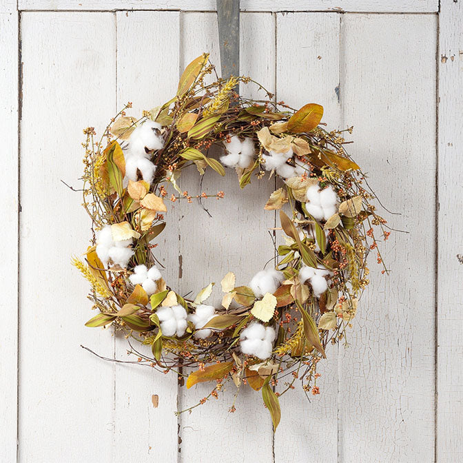 Wreath Cotton & Leaves