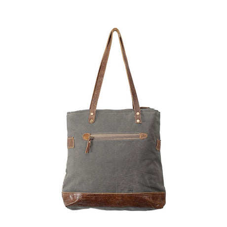 Side Floral Print Canvas Tote Bag
