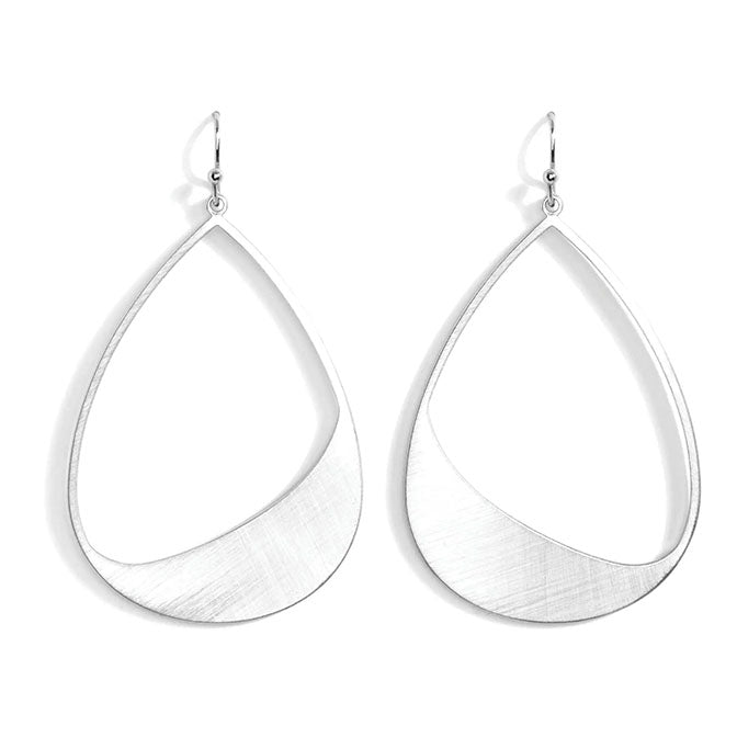 Contemporary Long Teardrop Earring-Silver