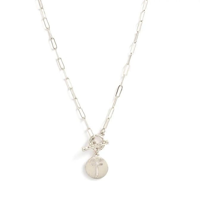 Cross Toggle Necklace-Silver