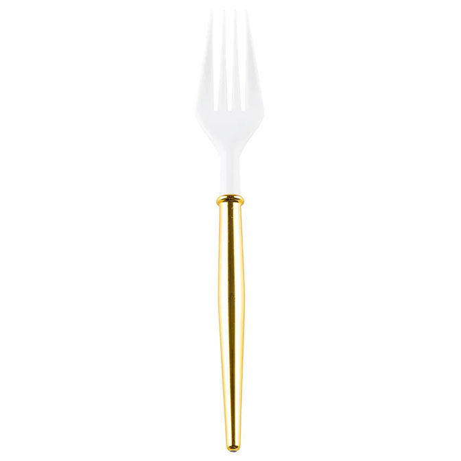 Cocktail Fork White/Gold Handle