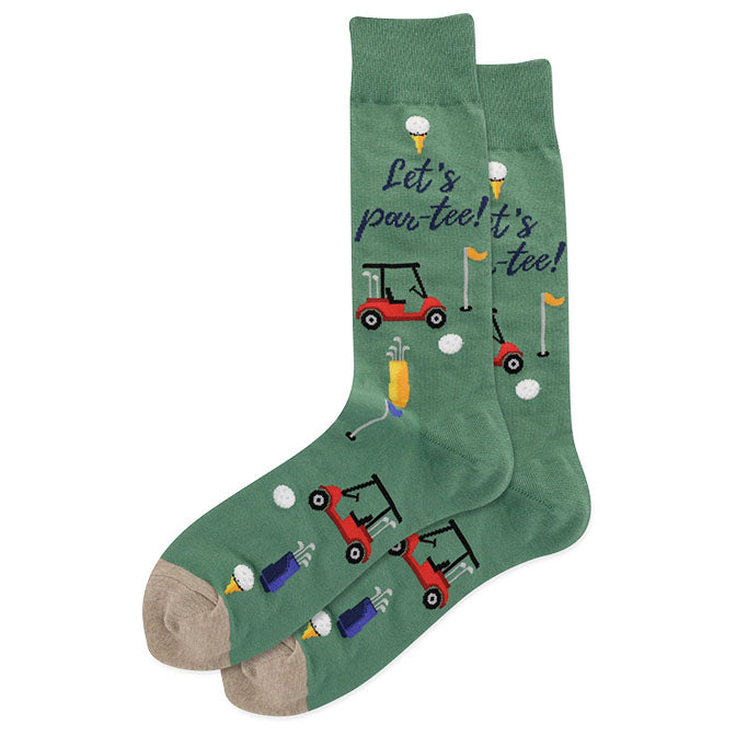 Men's Let's Par-Tee Crew Socks- Olive