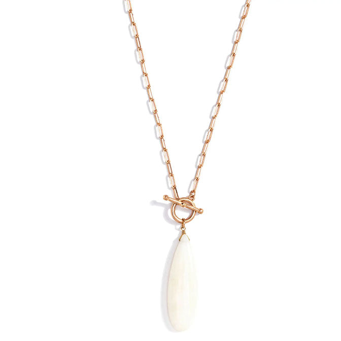 Long Jade Toggle Necklace-White