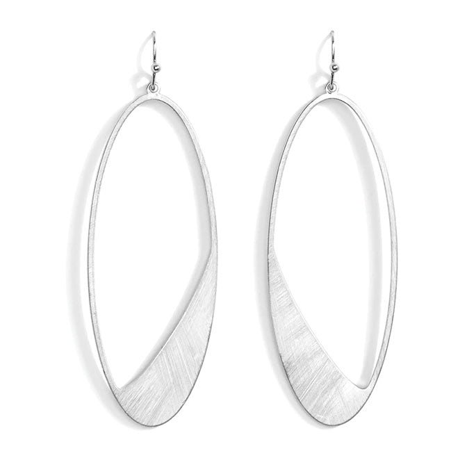 Contemporary Long Oval Earring-Silver