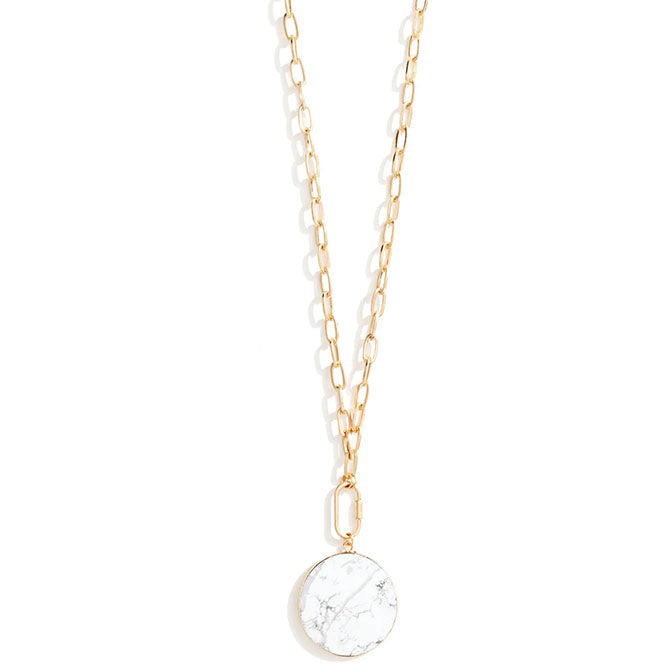 Long Stone Necklace-White
