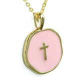 Tiny Cross Pendant - Gold-Rose