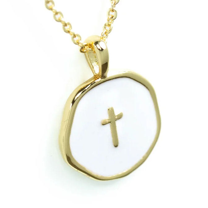 Tiny Cross Pendant - White