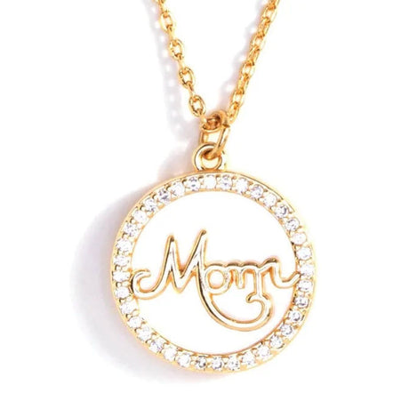 Pave Mom Shell Toggle Necklace
