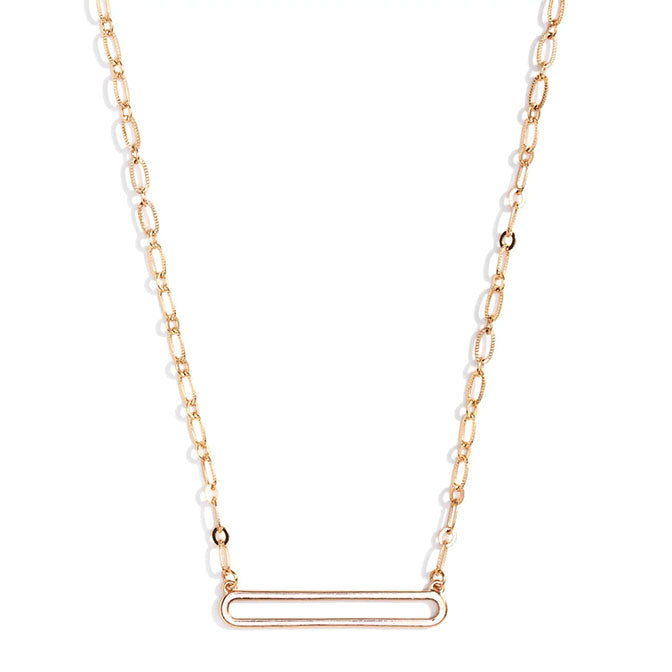 Open Oval Bar Necklace-Gold