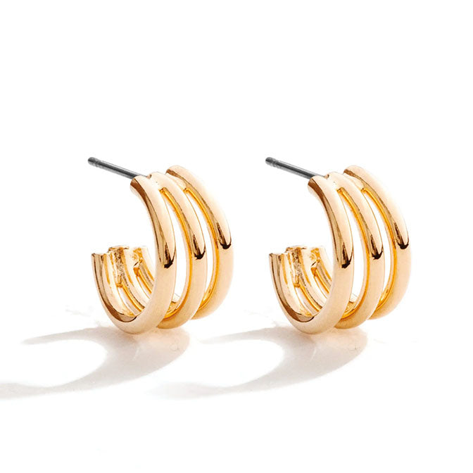 Small Triple Row Hoop-Gold