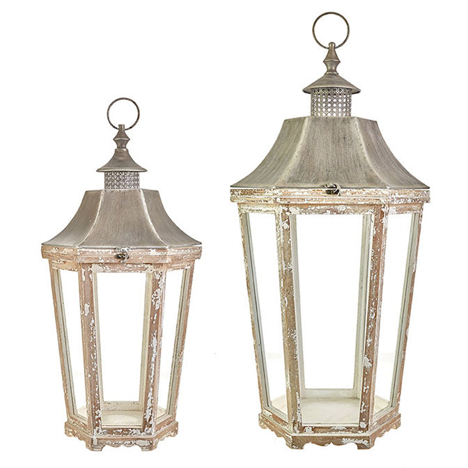 Large Distressed White Lantern