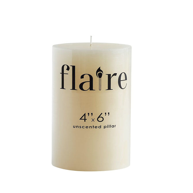 4" Round x 6"H Unscented Pillar Candle