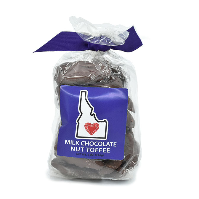 8oz. Northwest Milk Chocolate Hazelnut Toffee, Idaho Label