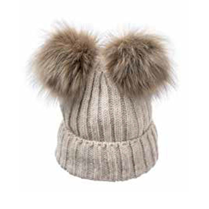 Abalone Double Pom Pom Wool Hat