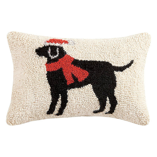 Christmas Black Labrador Hook Pillow