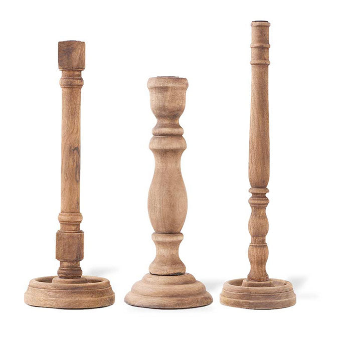 Brown Wood Taper Candleholders