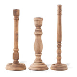 Brown Wood Taper Candleholders