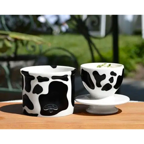 Cafe Collection Butter Bell Crock- Black and White Cow Pattern