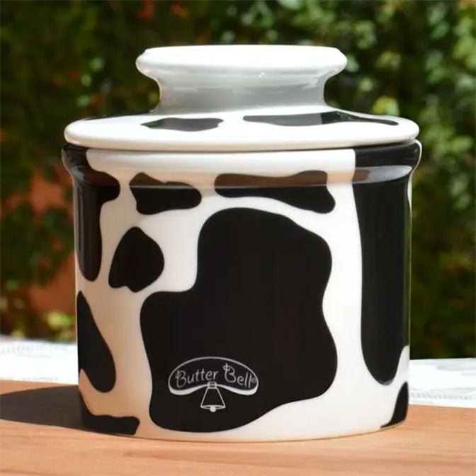 Cafe Collection Butter Bell Crock- Black and White Cow Pattern