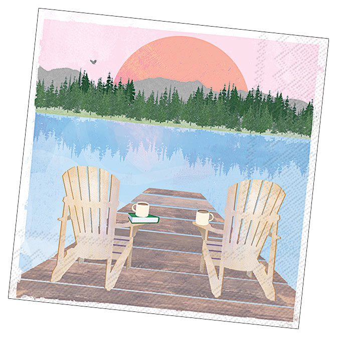 Sunday Lake Chairs Cocktail Napkin