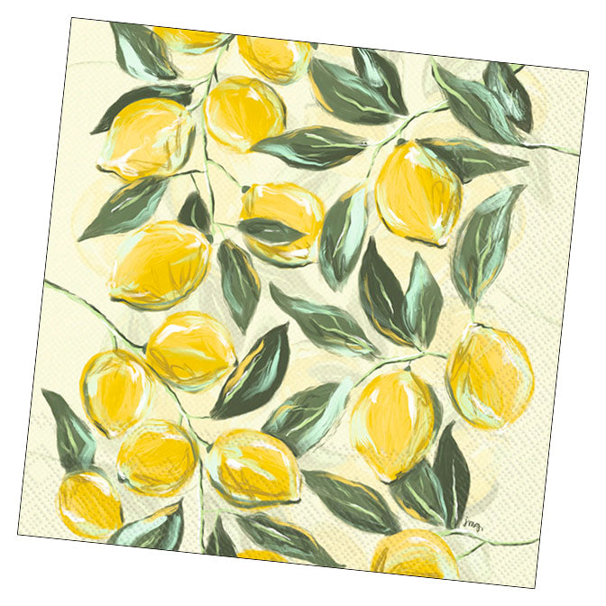 Painterly Lemons Cocktail Napkin