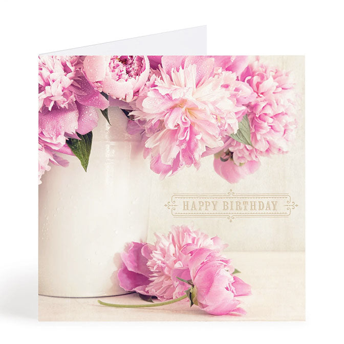 Pink Peony Birthday Card