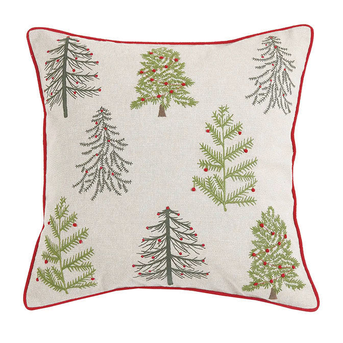 Christmas Forest Embroidered Pillow