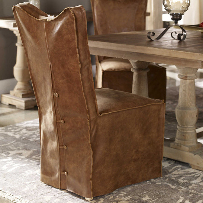 Cognac Armless Leather Chairs
