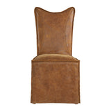 Cognac Armless Leather Chairs
