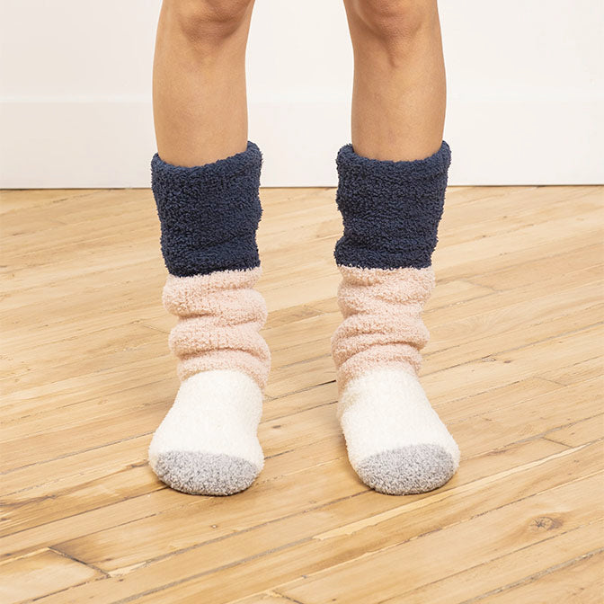 Color Block Lounge Sock in Navy/Pink