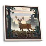 Deer & Sunrise Ceramic Coaster