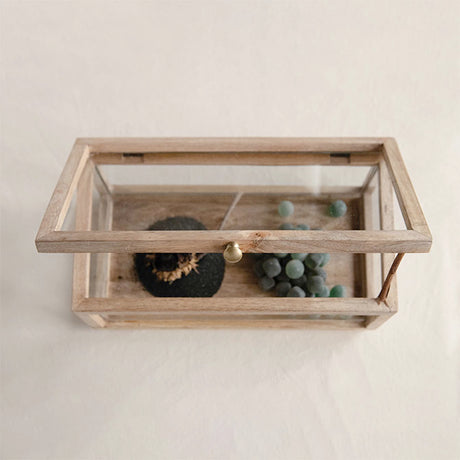 Mango Wood and Glass Display Case with Lid