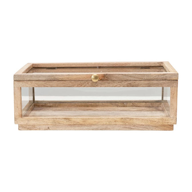 Mango Wood and Glass Display Case with Lid
