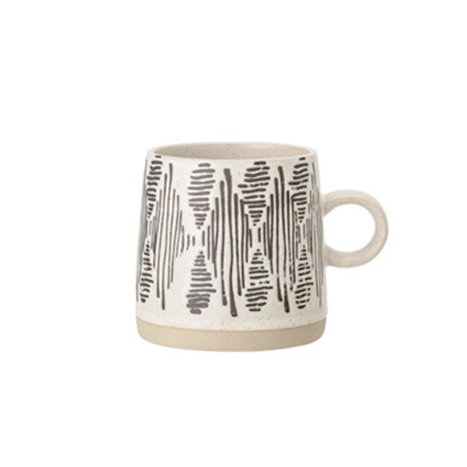 Embossed Stoneware Geometric Mug