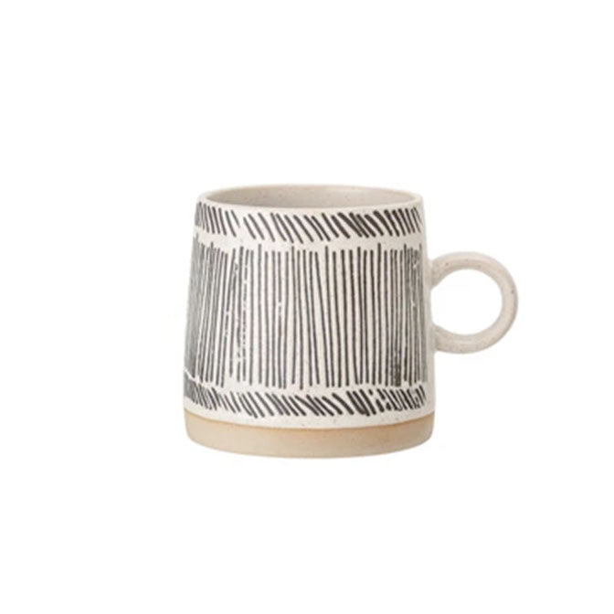 Embossed Stoneware Geometric Mug