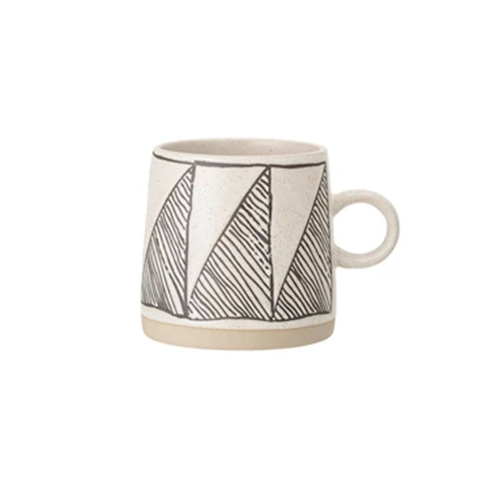 Embossed Stoneware Geometric Mug