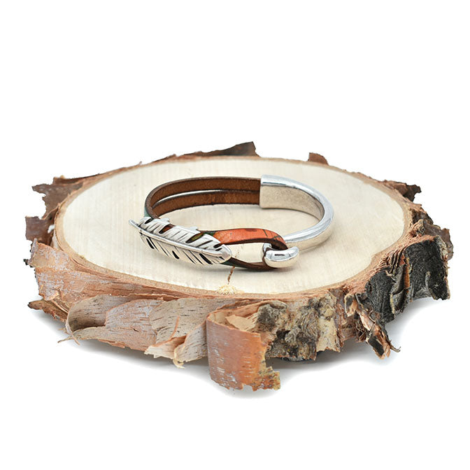 Feather Half Cuff Canyon Leather Bracelet