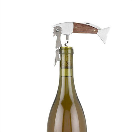 Wood Stainless Steel Fish Corkscrew